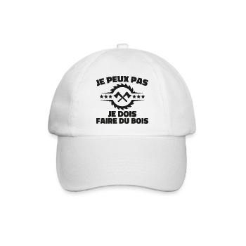 Ich kann nicht, ich muss Holz machen - Baseballkappe - Weiß/Weiß - Vorne