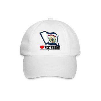 Flagge West Virginia Herz WEST VIRGINIA - Baseballkappe - Weiß/Weiß - Vorne