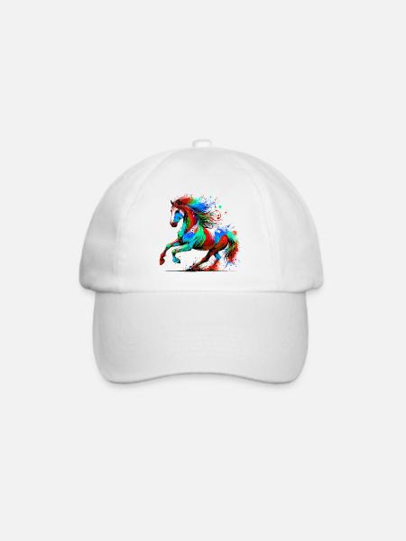 Pferd - Baseballkappe - Weiß/Weiß