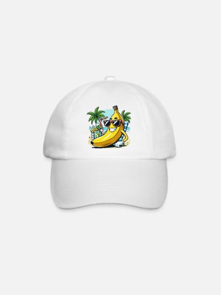 Entspannte Banane - Baseballkappe - Weiß/Weiß