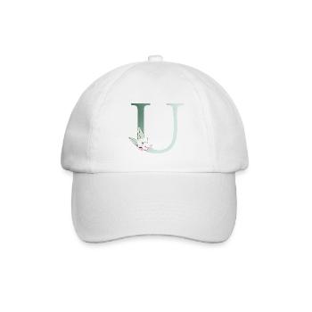 U Monogramm, Floral, personalisierbar - Baseballkappe - Weiß/Weiß - Vorne