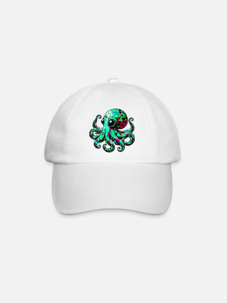 Krake - Baseballkappe - Weiß/Weiß
