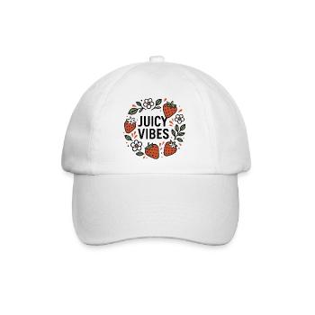 Juicy Vibes - Sommerdesign mit Erdbeeren - Baseballkappe - Weiß/Weiß - Vorne