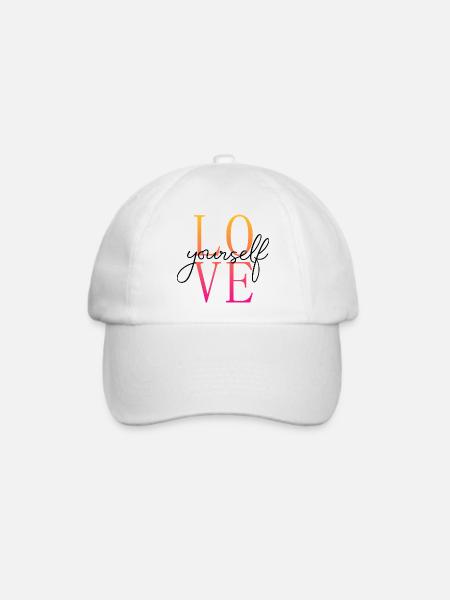 Love yourself / Selbstliebe / Liebe dich selbst - Baseballkappe - Weiß/Weiß