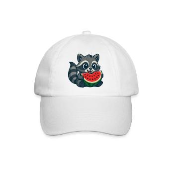 Süßer Waschbär mit Wassermelone Sommer Cartoon  - Baseballkappe - Weiß/Weiß - Vorne
