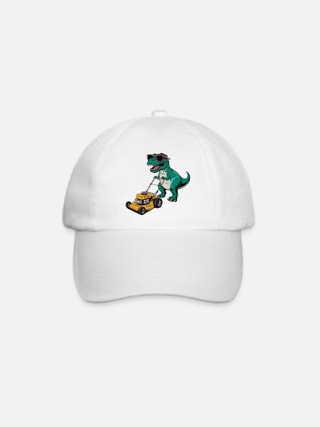 Dinosaurier mit Sonnenbrille Mähen Rasen - Baseballkappe - Weiß/Weiß