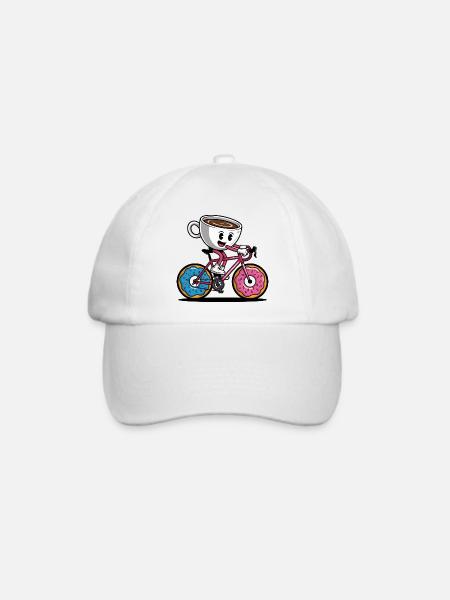 Becher mit einem Lächeln auf einem Donut-Fahrrad - Baseballkappe - Weiß/Weiß