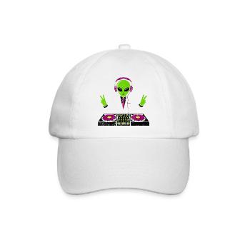 Außerirdischer DJ mit Neon-Kopfhörern - Baseballkappe - Weiß/Weiß - Vorne