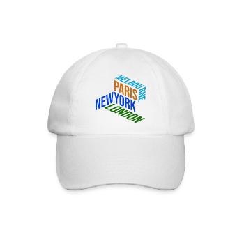 Tennis Shirt Melbourne, London, Paris, New York - Baseballkappe - Weiß/Weiß - Vorne