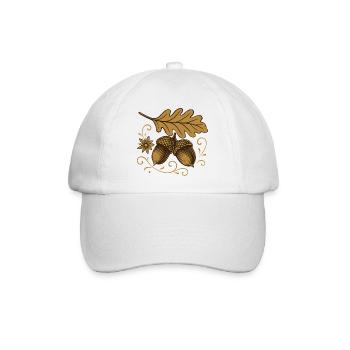 Eicheln mit Blatt – Herbst Design - Baseballkappe - Weiß/Weiß - Vorne