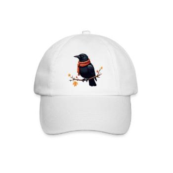 Herbstkrähe im Schal - Baseballkappe - Weiß/Weiß - Vorne