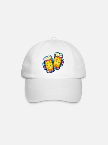 Bier Comic Bierglas - Baseballkappe - Weiß/Weiß