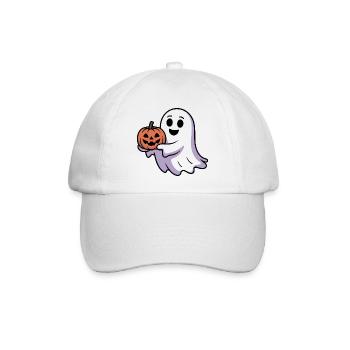 Halloween Geist Mit Kürbis Illustration - Baseballkappe - Weiß/Weiß - Vorne