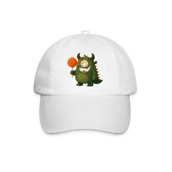 Kulleraugen Monster mit Lutscher - Baseballkappe - Weiß/Weiß - Vorne