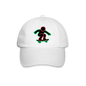 Neon Skateboarder Linienkunst - Baseballkappe - Weiß/Weiß - Vorne
