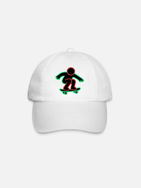 Neon Skateboarder Linienkunst - Baseballkappe - Weiß/Weiß