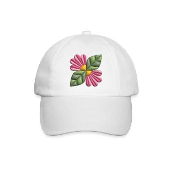3d-Blumenquadrat - Baseballkappe - Weiß/Weiß - Vorne
