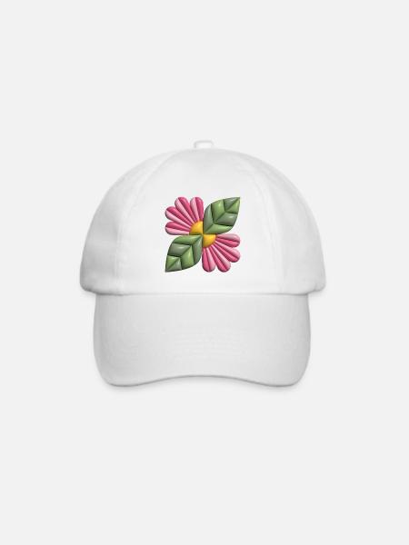 3d-Blumenquadrat - Baseballkappe - Weiß/Weiß