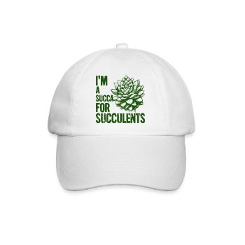 Ich bin ein Sukka für Sukkulenten - Baseballkappe - Weiß/Weiß - Vorne