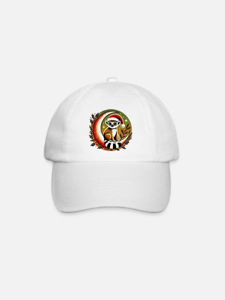 Santa Lemur auf dem Mond - Baseballkappe - Weiß/Weiß