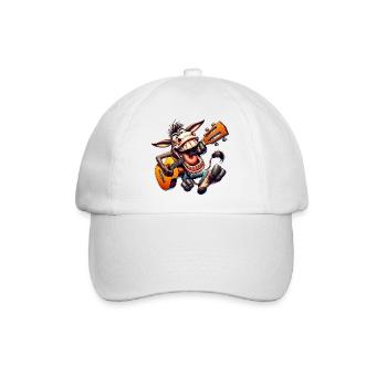 Lustiger Esel Mit Gitarre Cartoon Musiker - Baseballkappe - Weiß/Weiß - Vorne