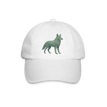 Geometrischer Wolf - Baseballkappe - Weiß/Weiß - Vorne