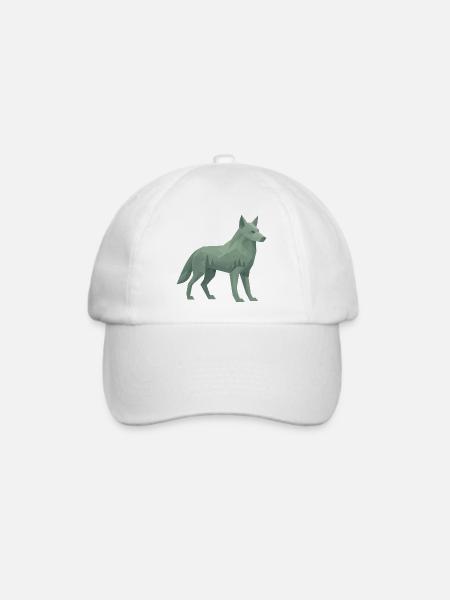 Geometrischer Wolf - Baseballkappe - Weiß/Weiß