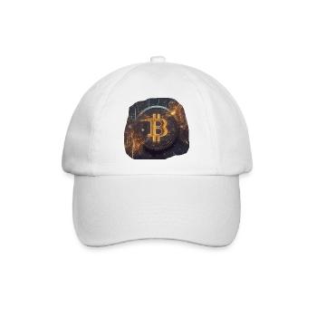 Glühender Bitcoin Kunstwerk Crypto - Baseballkappe - Weiß/Weiß - Vorne
