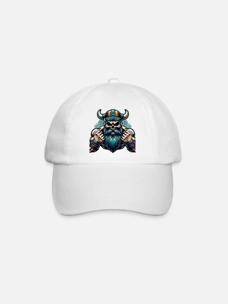 Viking Skull - Baseballkappe - Weiß/Weiß