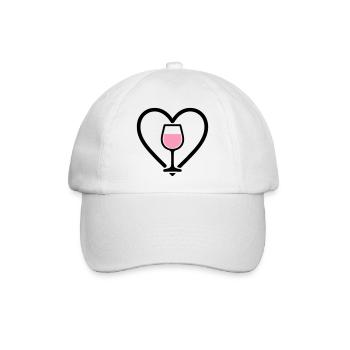 Herz + Roséwein – Rosé Lover - Baseballkappe - Weiß/Weiß - Vorne