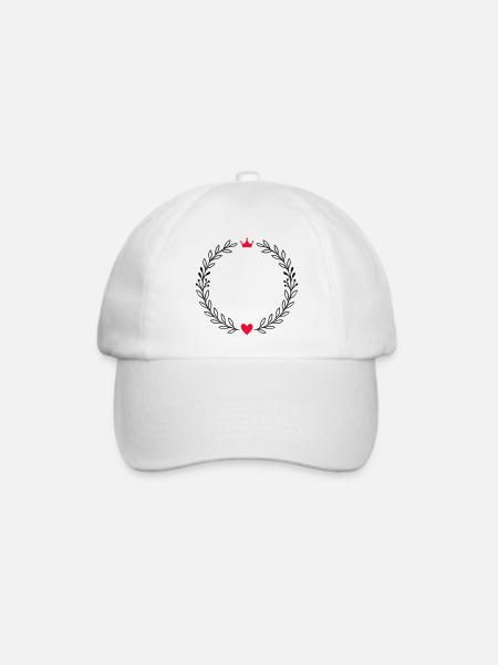 Kranz Lorbeerkranz mit Herz und Krone - Baseballkappe - Weiß/Weiß