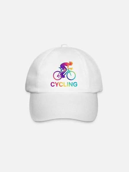 Lebendiges Regenbogen-Radfahrerdesign - Baseballkappe - Weiß/Weiß
