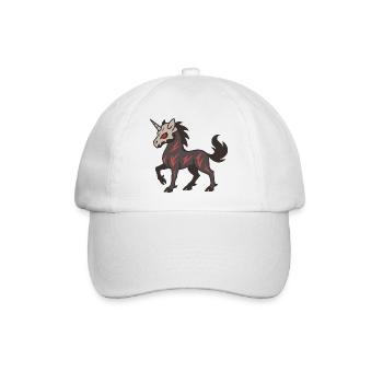 Totenkopfmasken-Dämonen-Einhorn mit roten Markierungen - Baseballkappe - Weiß/Weiß - Vorne