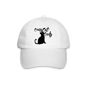 Schwarze Katzensilhouette mit goldenen Augen - Baseballkappe - Weiß/Weiß - Vorne
