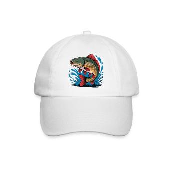 Springender Karpfen  - Baseballkappe - Weiß/Weiß - Vorne