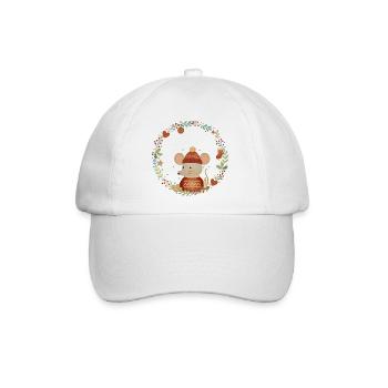 weihnachtliche Maus im gemütlichen Deko-Kranz - Baseballkappe - Weiß/Weiß - Vorne