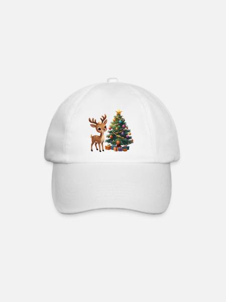 Süßes Rentier mit Christbaum Weihnachten - Baseballkappe - Weiß/Weiß