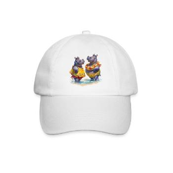 Zwei Hippos im Badedress - Baseballkappe - Weiß/Weiß - Vorne