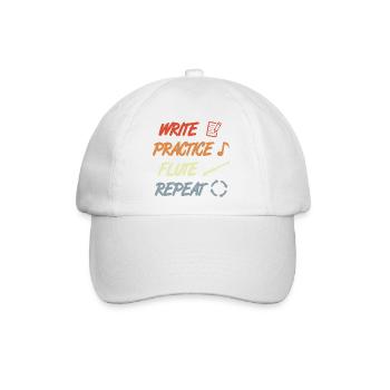Write Practice Flute Repeat - Baseballkappe - Weiß/Weiß - Vorne