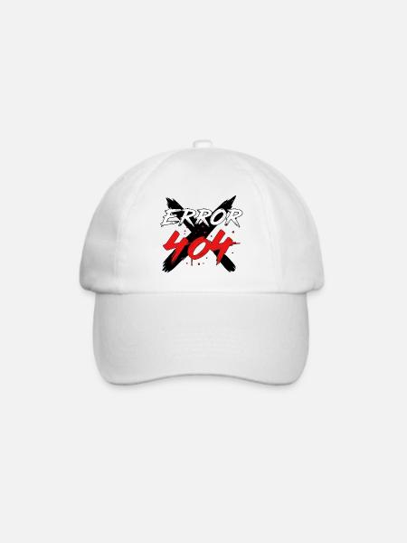 404-Fehler-Glitch-Zeichen - Baseballkappe - Weiß/Weiß