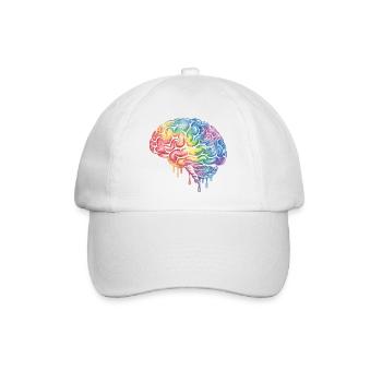 Regenbogenhirn Farbverlauf Druckdesign - Baseballkappe - Weiß/Weiß - Vorne