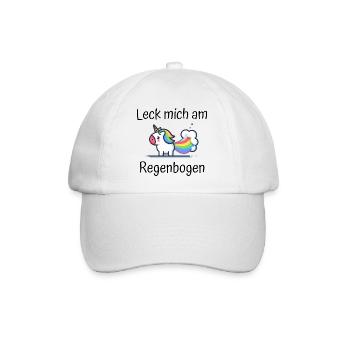 Leck mich am Regenbogen Einhorn Spruch - Baseballkappe - Weiß/Weiß - Vorne