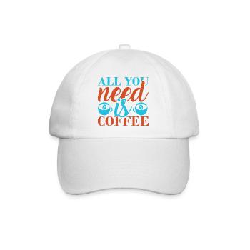 Kaffee: alles, was du brauchst - Baseballkappe - Weiß/Weiß - Vorne