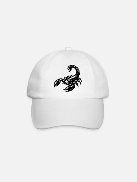 Skorpion-Konturlinien-Kunst - Baseballkappe - Weiß/Weiß