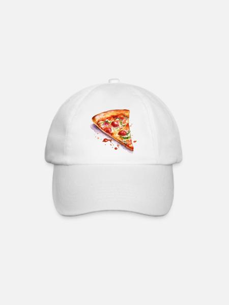 Aquarell Pizza  - Baseballkappe - Weiß/Weiß