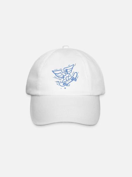 Flügel-Skateboard Herz Blau - Baseballkappe - Weiß/Weiß