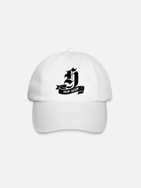 Hip-Hop-Typografie auf Schwarz - Baseballkappe - Weiß/Weiß