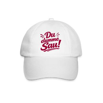 Du dumme Sau! Aufdruck - Baseballkappe - Weiß/Weiß - Vorne