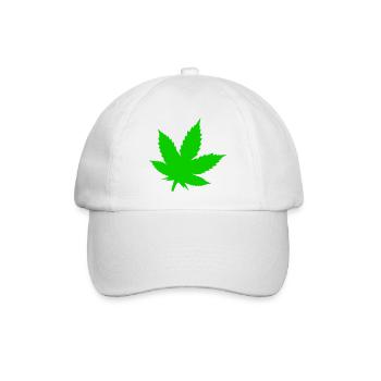Grünes Cannabisblatt Motiv - Baseballkappe - Weiß/Weiß - Vorne
