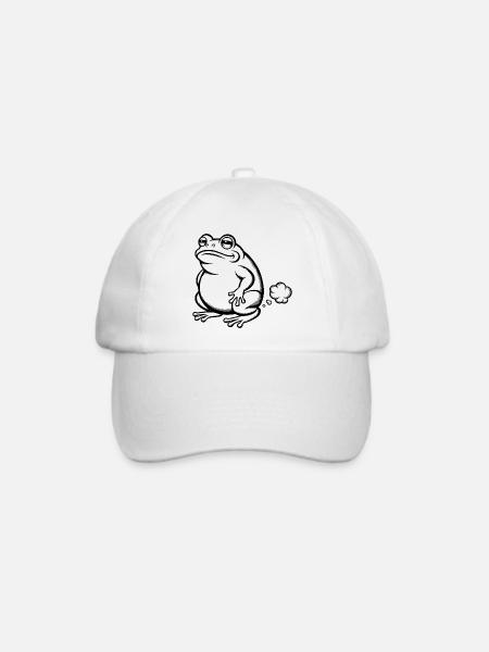 Furzender Frosch Furz Pups furzen Kröte pupsen - Baseballkappe - Weiß/Weiß